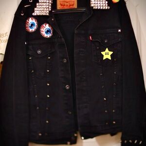 Levi's Black Jacket with Silver Studs and Eye Patch
